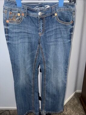 Sovereign Code Navy Denim Jeans with Gold Stitching